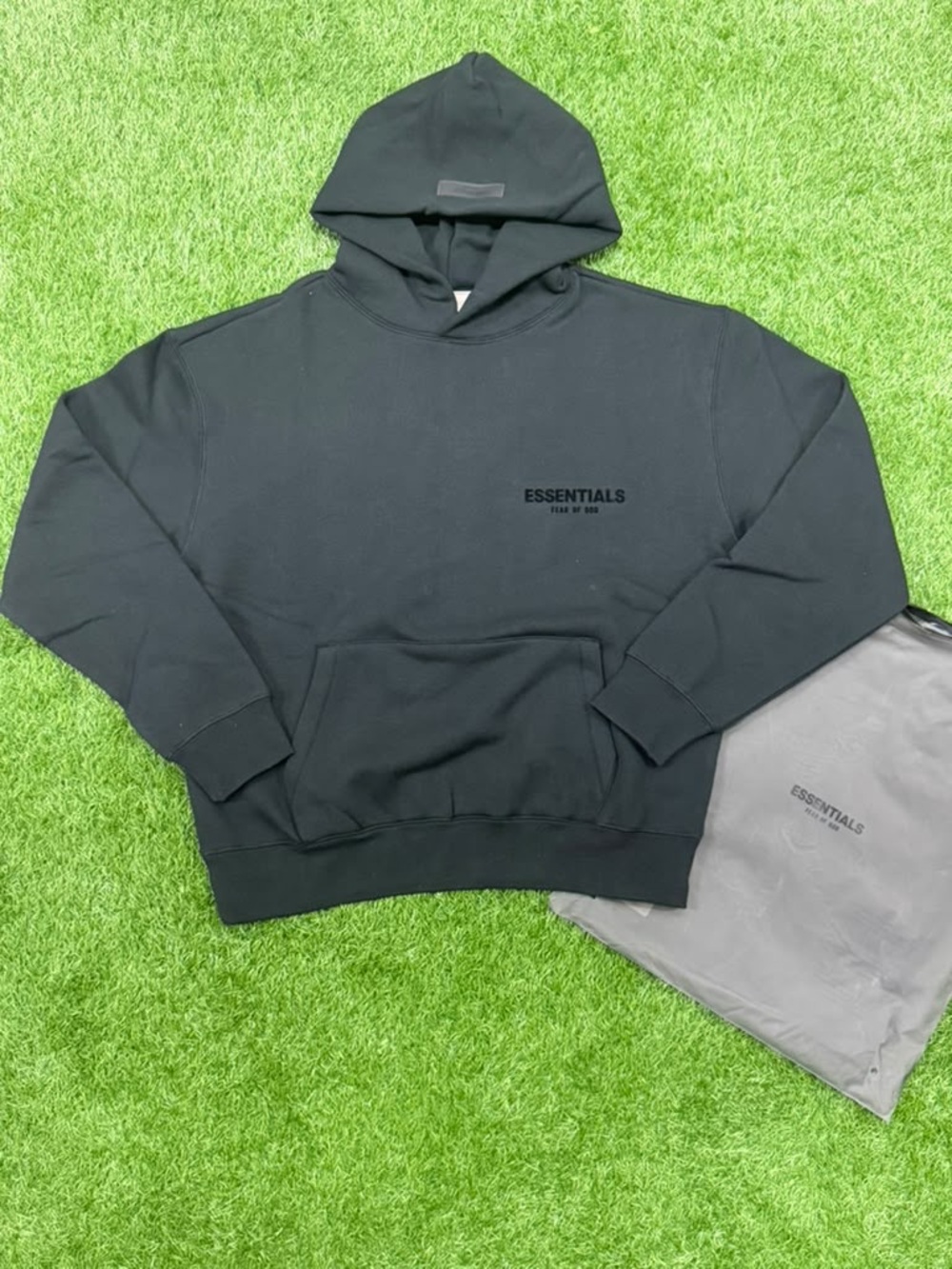 Essentials Black Men's Pullover Hoodie with Subtle Logo